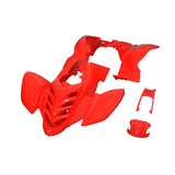 Fender Set for Baja 90cc & 150cc ATVs featuring a red plastic design with multiple parts and vent holes, ideal for replacing worn body panels on compatible ATV models.