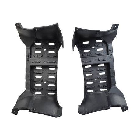 Foot Platforms for 90cc - 125cc ATVs: A pair of black plastic footrest platforms with multiple mounting holes, designed as replacement parts for various ATV models, ensuring durability and easy installation.