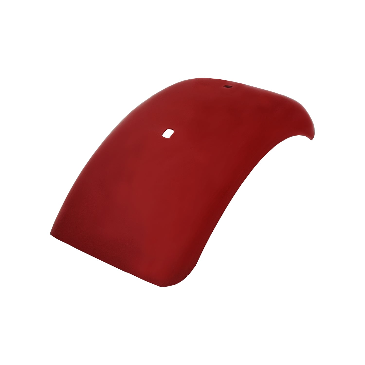 Rear Fender for the Coleman CT100U Mini Bike, showcasing a red metal fender with a central hole, designed as a replacement part to rejuvenate the mini bike's rear end.