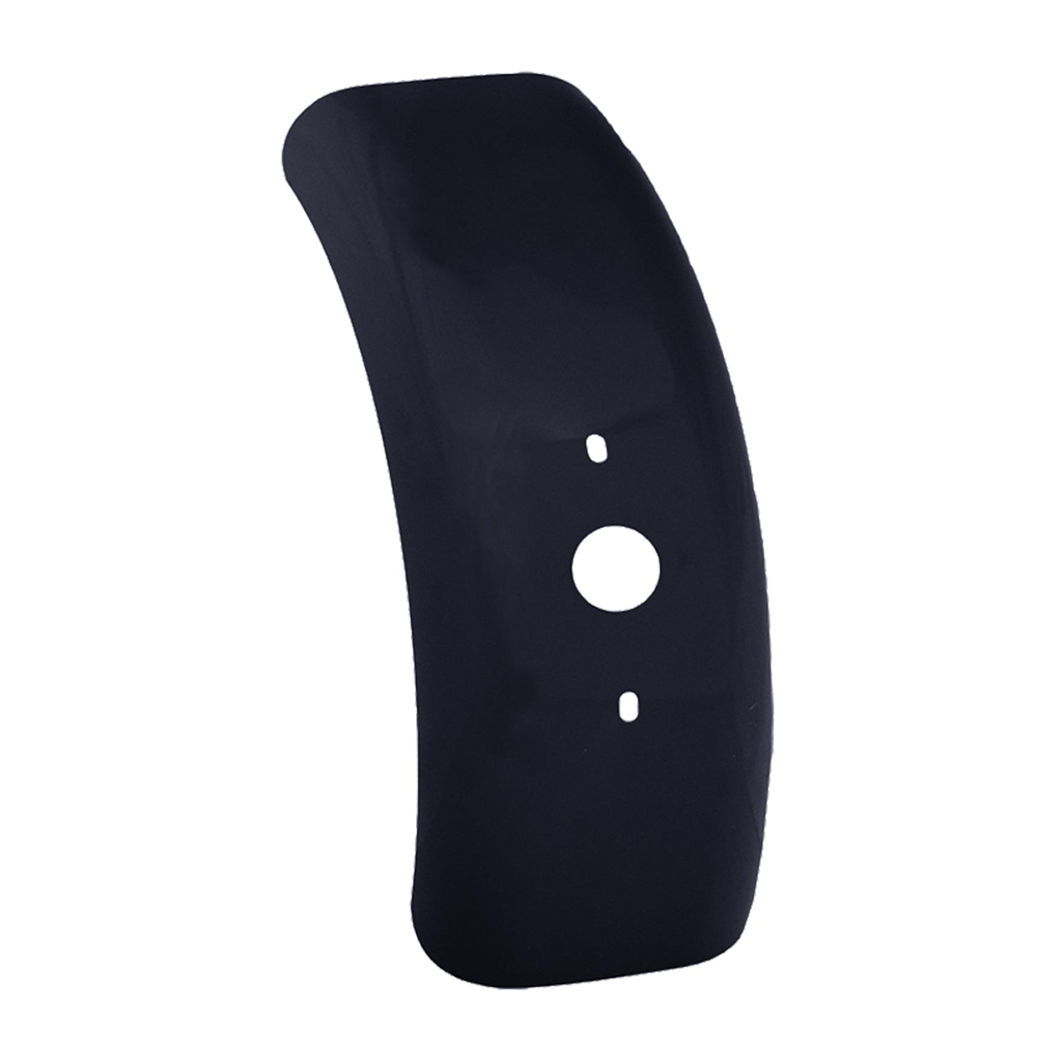 Front Fender for the Coleman CT100U Mini Bike, showcasing a sturdy black metal piece with a central hole, designed to replace damaged fenders on the mini bike.