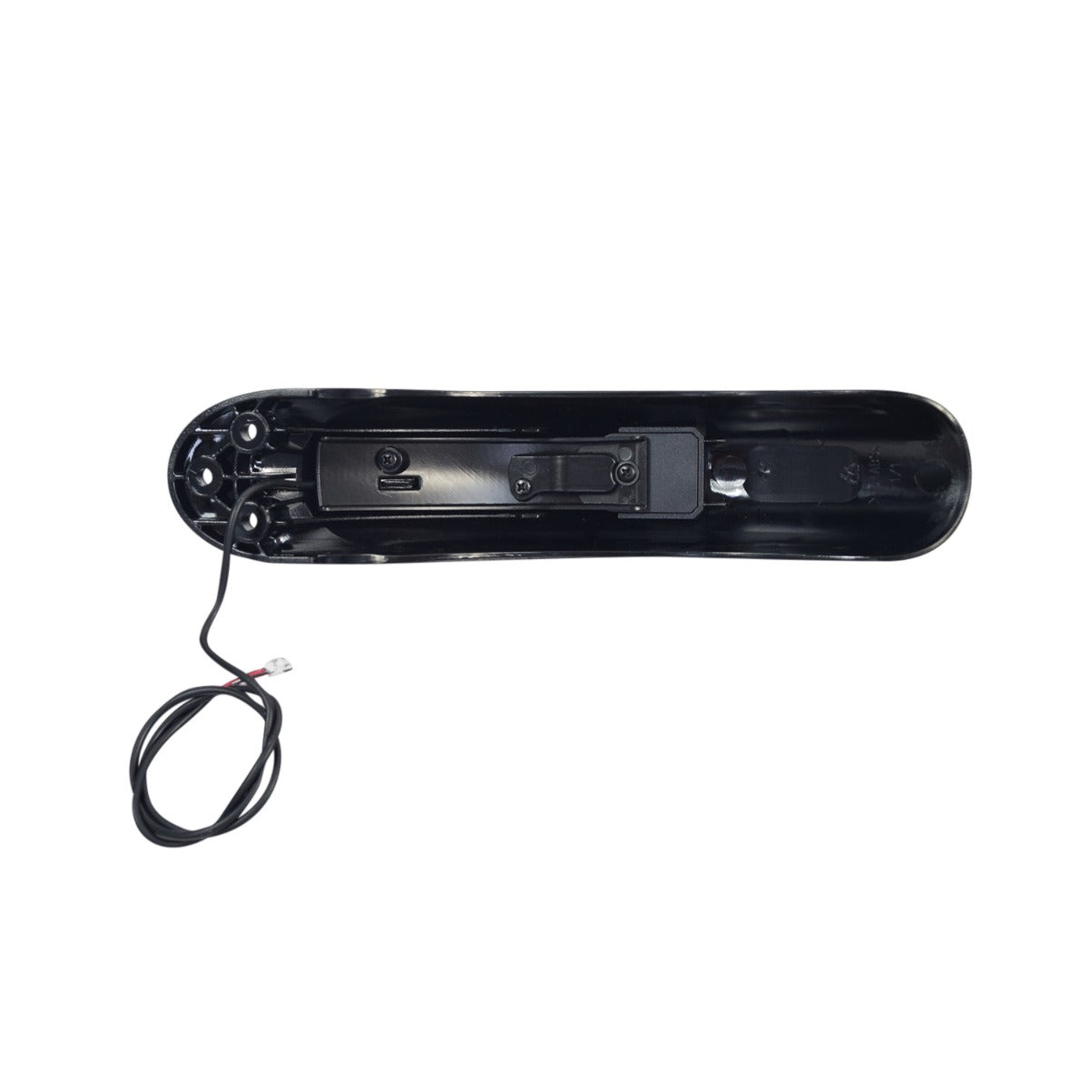 Rear Fender with Brake Light for the Razor T25 Electric Scooter, featuring a sturdy black design with an integrated wire for connectivity, ensuring a perfect fit to prevent splashes.