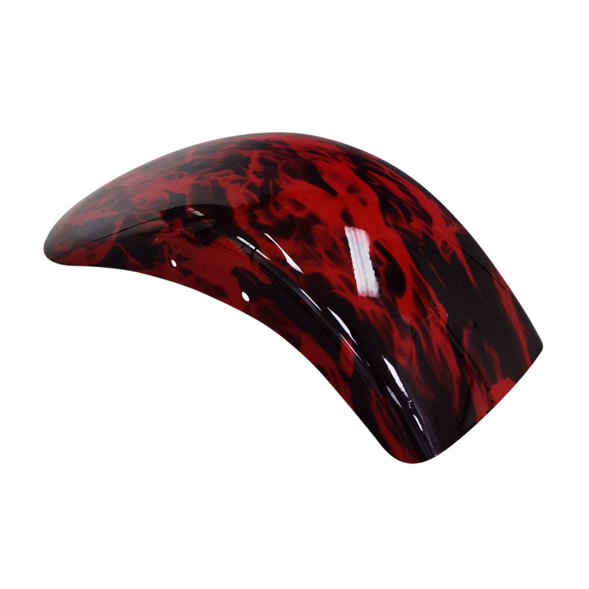 Front Fender for the Fit Right DB003 40cc 4-Stroke Mini Bike featuring a vivid red and black flame pattern, designed for easy installation and to enhance the bike's aesthetic appeal.