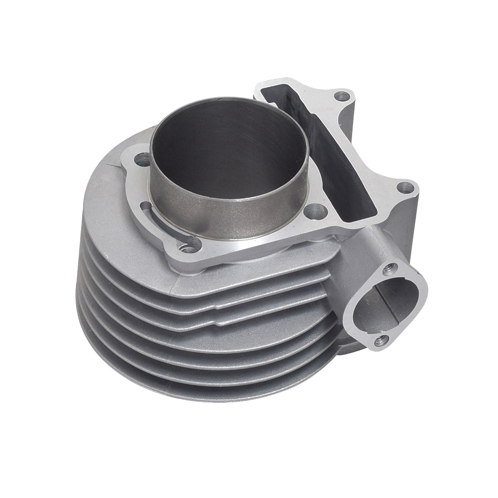 172cc Big Bore Kit for 150cc GY6 Scooter Engines featuring a close-up of a silver metal cylinder, ideal for enhancing performance, increasing low-end acceleration, and top speed. Includes piston, rings, and gaskets.