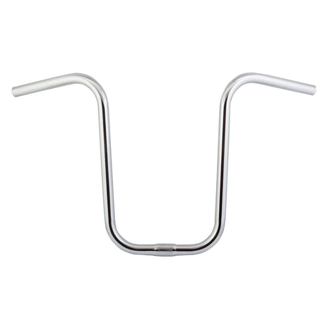 Lowrider Hi-Rise Handlebar for Bikes in chrome silver, featuring a vintage 1960s style with a 1 diameter tube, designed for 1 stem clamps, shown on a white background.