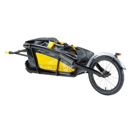 Journey Trailer & Dry Bag for Bikes, featuring a sleek design with a robust 16 fendered wheel and a spacious, waterproof dry bag, ideal for secure cargo transport on long trips.