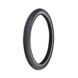 20x2.0 (50-406) Big Apple Perf Lite Tire for Bicycles, featuring a smooth black surface with a distinctive white stripe, designed for a cushioned ride and enhanced low light visibility.