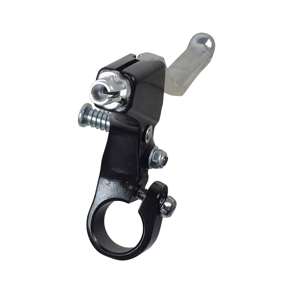 Locking Brake Levers Pair: Close-up of black and silver levers for cantilever and caliper brakes, featuring a locking mechanism and forged alloy construction, suitable for 7/8 (22.2mm) handlebars.