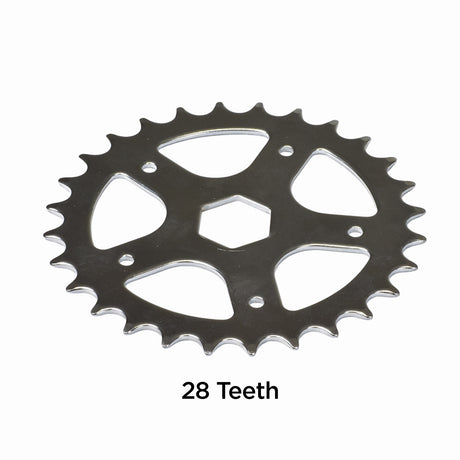 Close-up of the 1/2 Single Chain Sprocket, showcasing its metal teeth and robust design, ideal for enhancing the performance of bikes and scooters.