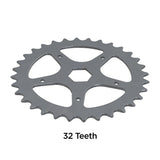 Close-up of the 1/2 Single Chain Sprocket, showcasing its intricate metal design and hexagonal center, ideal for enhancing bikes or scooters with Sunlite's quality craftsmanship.