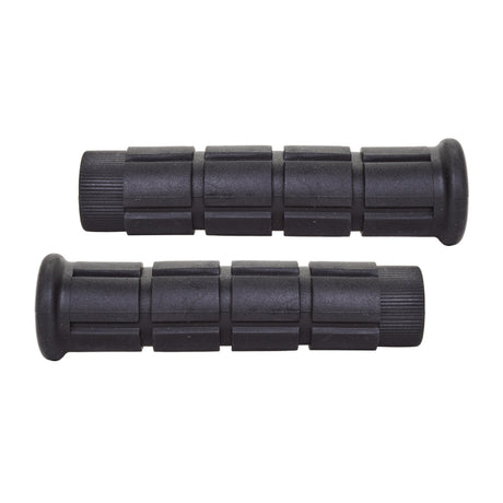 Pair of Classic Grips made of soft kraton rubber, designed for handlebars. Ideal for snowmobiles, scooters, ATVs, dirt bikes, and bicycles. Close-up shows textured grip surface for enhanced hold.