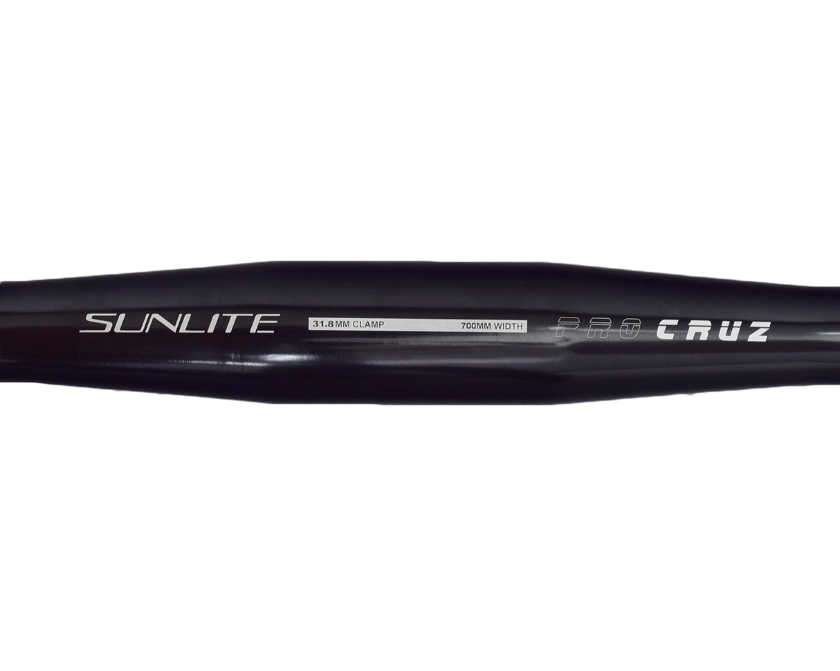 OS Cruiser Handlebar by Sunlite, a sleek black handlebar, ideal for bikes or scooters, showcasing detailed white text branding.