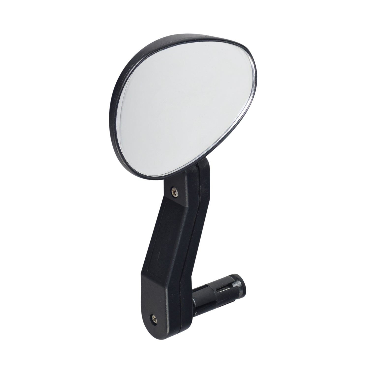 Flex-Pro Mirror for bikes and scooters, featuring a round design with a black handle, ideal for enhancing visibility and safety on various rides.