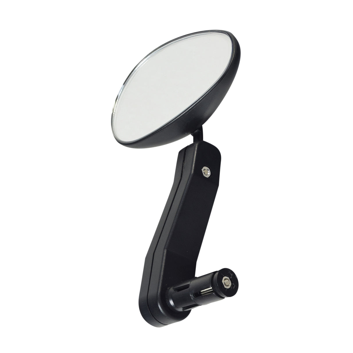 Flex-Pro Mirror for bikes and scooters, featuring a black round mirror with a sturdy base and handle, designed by Sunlite for enhanced visibility and style on your rides.