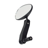 Rear View Mirror for Rascal 300, elliptical shape, with a black base and handle, designed for left side mounting on handlebar grips or tiller arms.