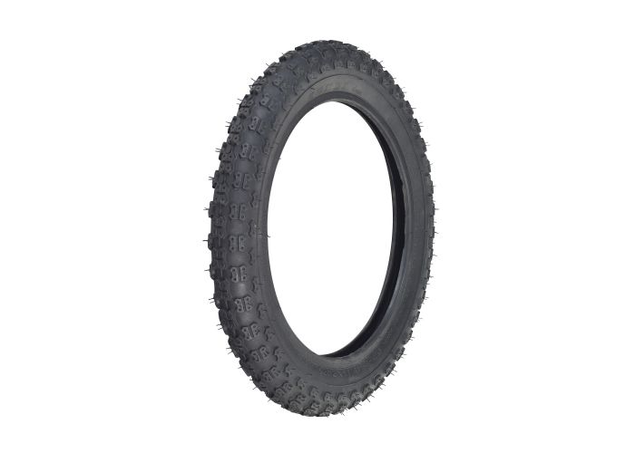 14x2.125 (57-254) Pneumatic Tire for Electric Bikes featuring knobby, studded treads for optimal traction on both soft and hard surfaces.