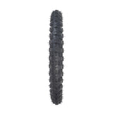 14x2.125 Black MX3 Bicycle Tire with K50 Tread, featuring a close-up view of its knobby, spiked design. Ideal for replacing old bike tires for a smoother ride.