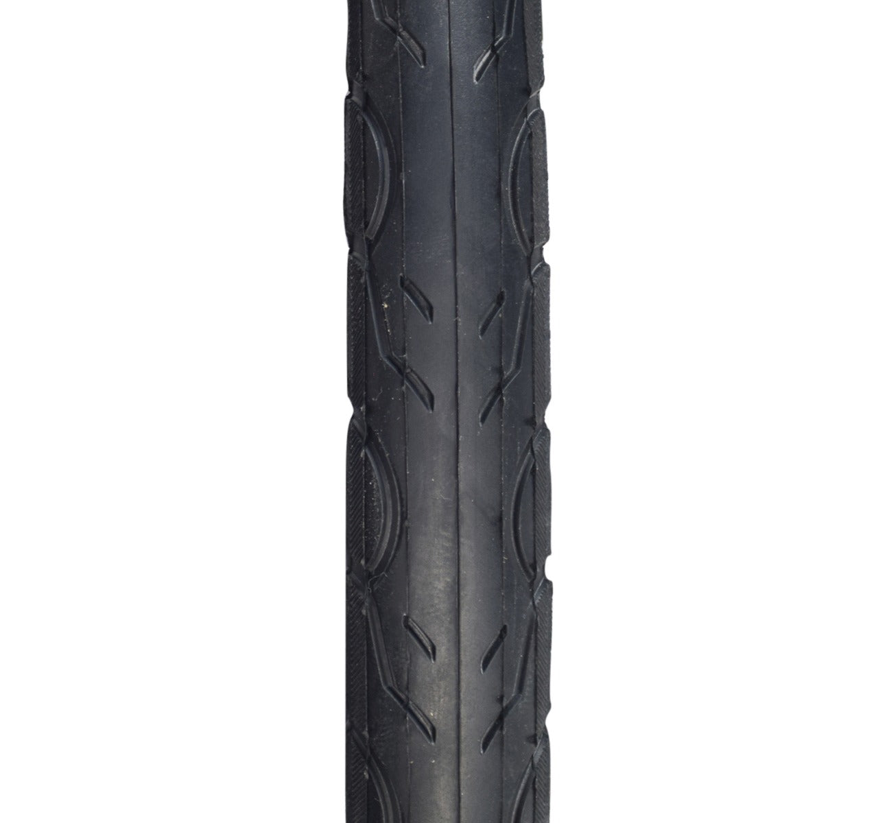 20x1.5 Black Kwest Bicycle Tire with K193 Tread, shown in close-up, highlighting the detailed tread pattern and durable synthetic rubber material, ideal for hybrid/touring bikes.