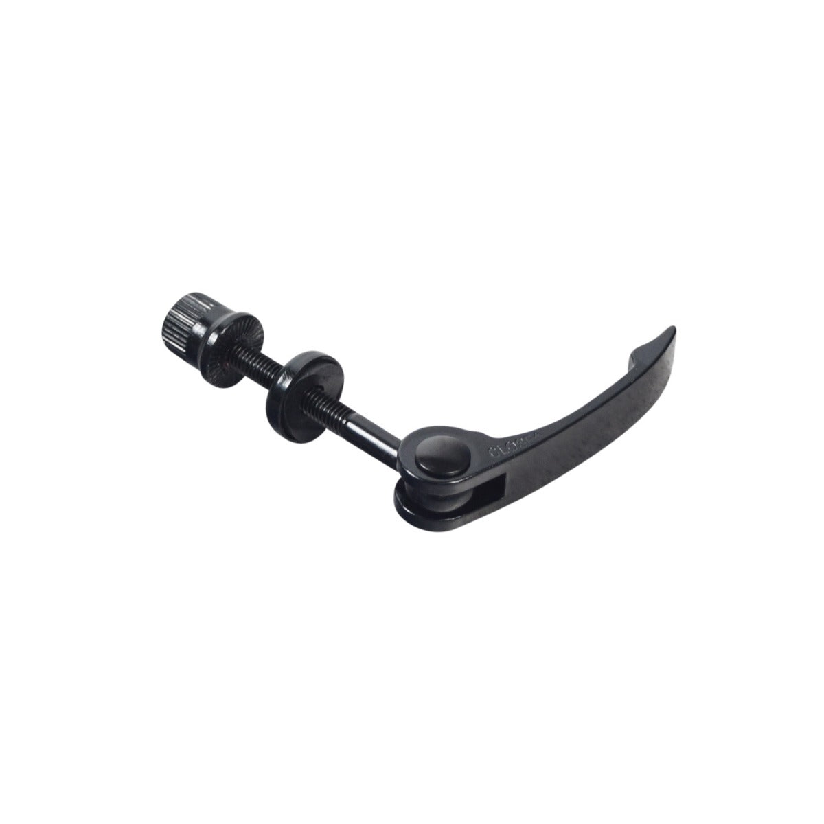 6x60mm Black Quick Release Lever for bikes and scooters, featuring a black metal body with a prominent screw and nut, ideal for easy seat post adjustments.