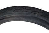 24x3 Black Cruiser Flame Bicycle Tire with K1008A Tread, featuring a beveled diamond-shaped pattern for enhanced traction, perfect for replacing old bike tires.