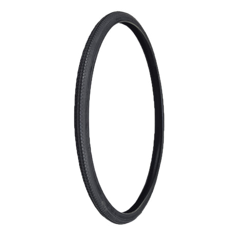 26x1-3/8 Street Classic Bicycle Tire (Kenda) - a close-up of a black bicycle tire, showcasing its tread pattern and circular shape, ideal for replacing old bike tires.