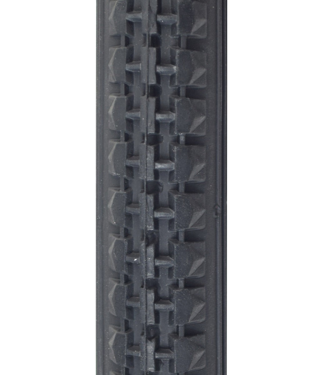 26x1-3/8 Street Classic Bicycle Tire (Kenda) showing a close-up of its black rubber tread pattern, ideal for replacing old bike tires.