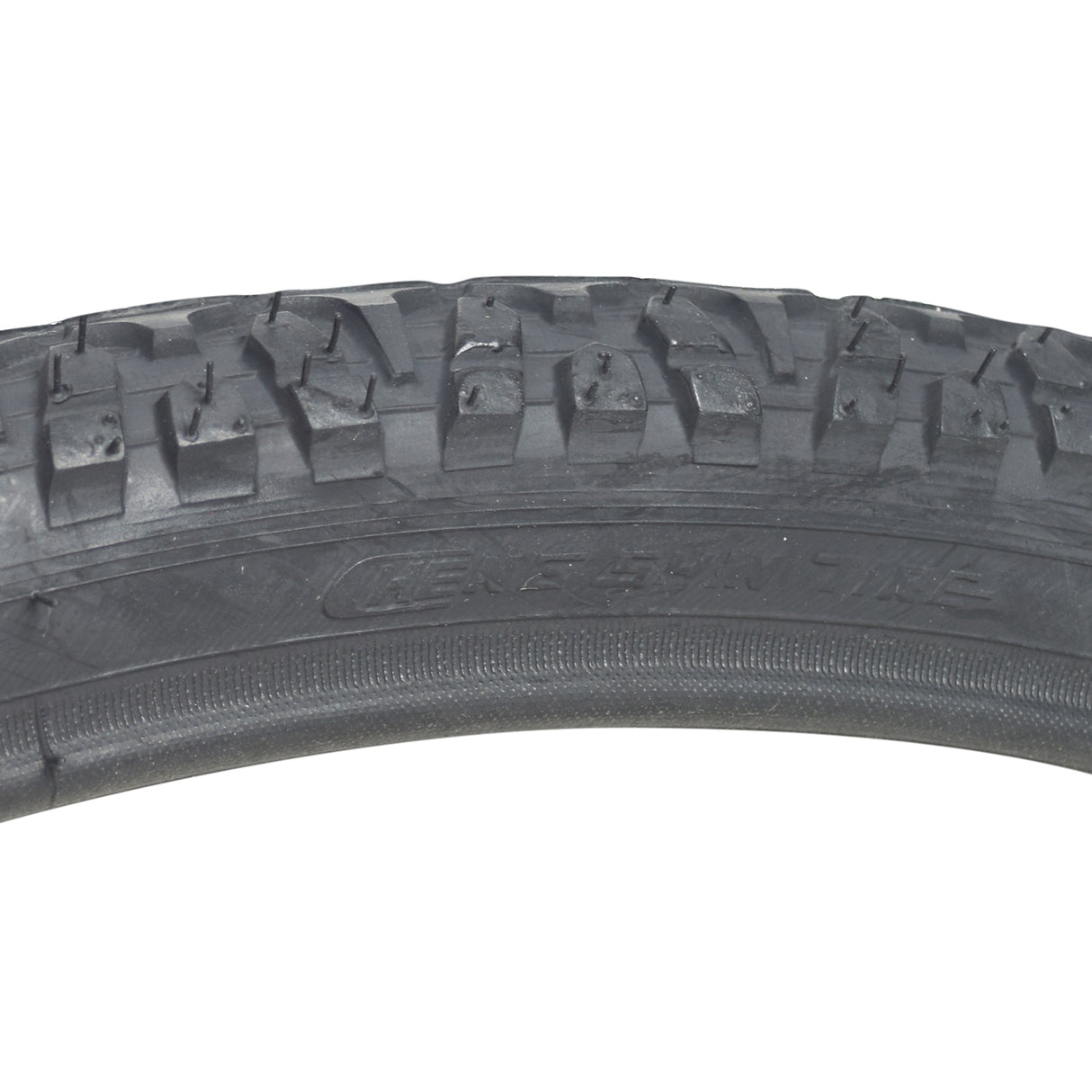 Close-up of the 26x1.5 Black Shipman CST797 Bicycle Tire, showcasing its detailed tread pattern and sturdy synthetic rubber construction. Ideal replacement part for enhancing bike performance.