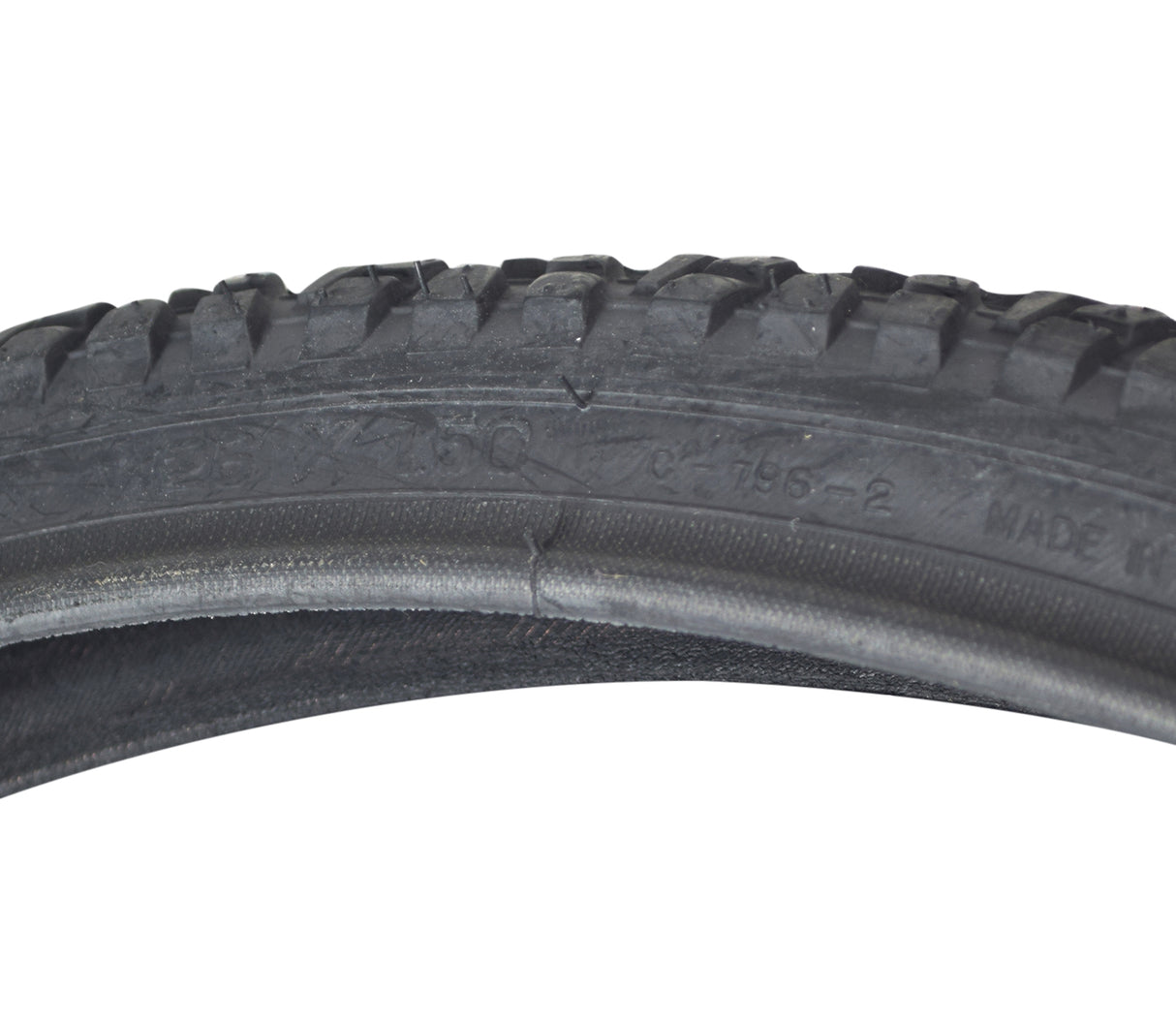 Close-up of the 26x1.5 Black Shipman CST797 Bicycle Tire, showcasing the detailed tread pattern and robust synthetic rubber construction.