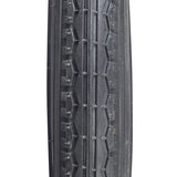 Close-up of the 26x1.75 Black Street K123 Bicycle Tire by Sunlite, showcasing detailed tread patterns and durable rubber material. Ideal for bike rim replacements, enhancing ride quality and performance.