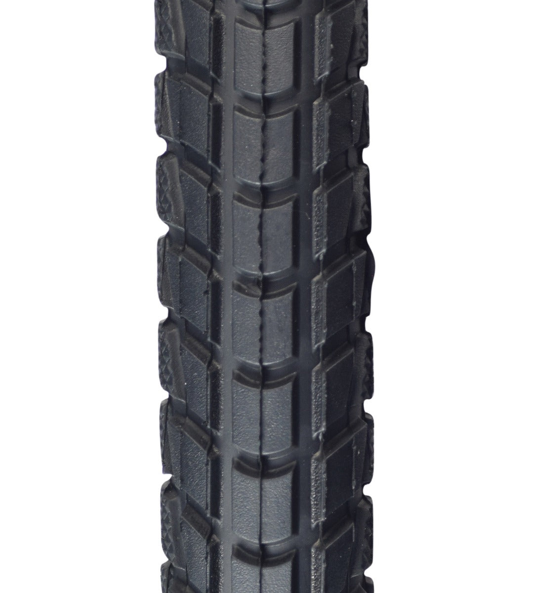 Close-up of a 26x1.95 Black Komfort Bicycle Tire with K841 Tread, showing the detailed tread pattern, suitable for adult trikes like the Schwinn Meridian.