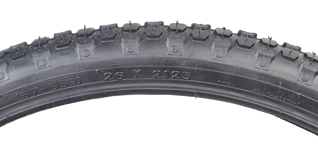 26x2.125 Cruiser 80 Bicycle Tire featuring prominent tread and durable construction, ideal for replacing worn-out bike tires.