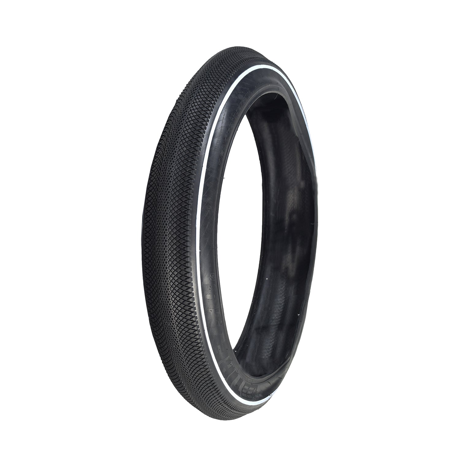 26x3.5 Black Crusher Bicycle Tire by Sunlite, featuring a distinctive white stripe, ideal for fat tire bikes.