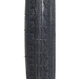 16x1.75 Black Street Bicycle Tire from Sunlite, showcasing detailed tread pattern, designed for street use. Ideal for replacing old bike tires, available with optional inner tubes featuring straight valve stems.