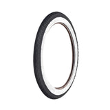 16x1.75 Black/White Street Bicycle Tire showcasing a white wall design with a black rim, perfect for replacing old bike tires.