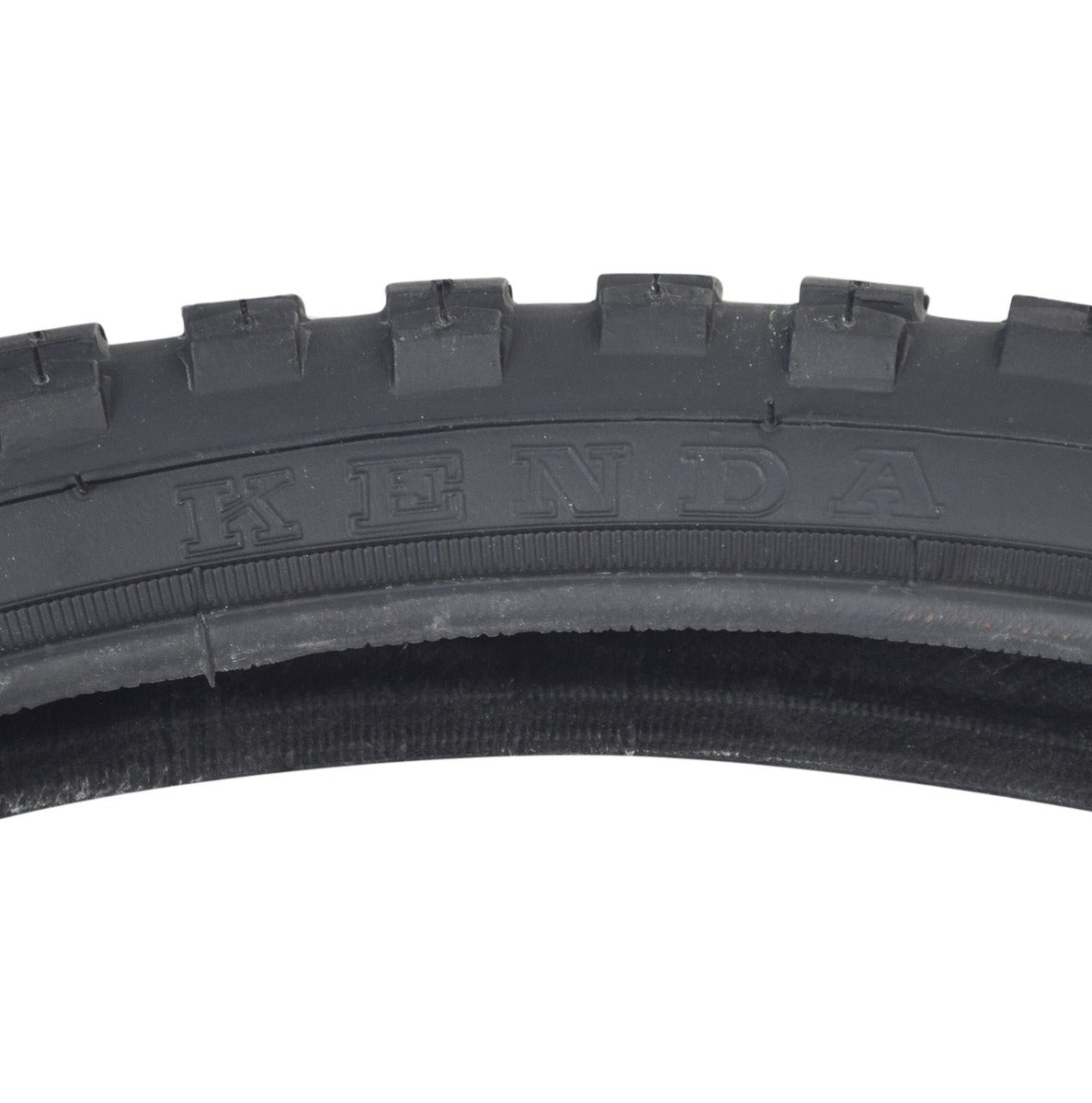 20x1.75 Black MX Bicycle Tire with K44 Tread by Kenda, featuring a sturdy black synthetic rubber casing and detailed tread pattern, ideal for BMX bikes.