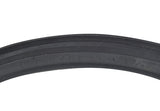 24x1-3/8 Black Road Bicycle Tire from Sunlite, featuring detailed tread pattern and sidewall markings, ideal for replacing old bike tires.