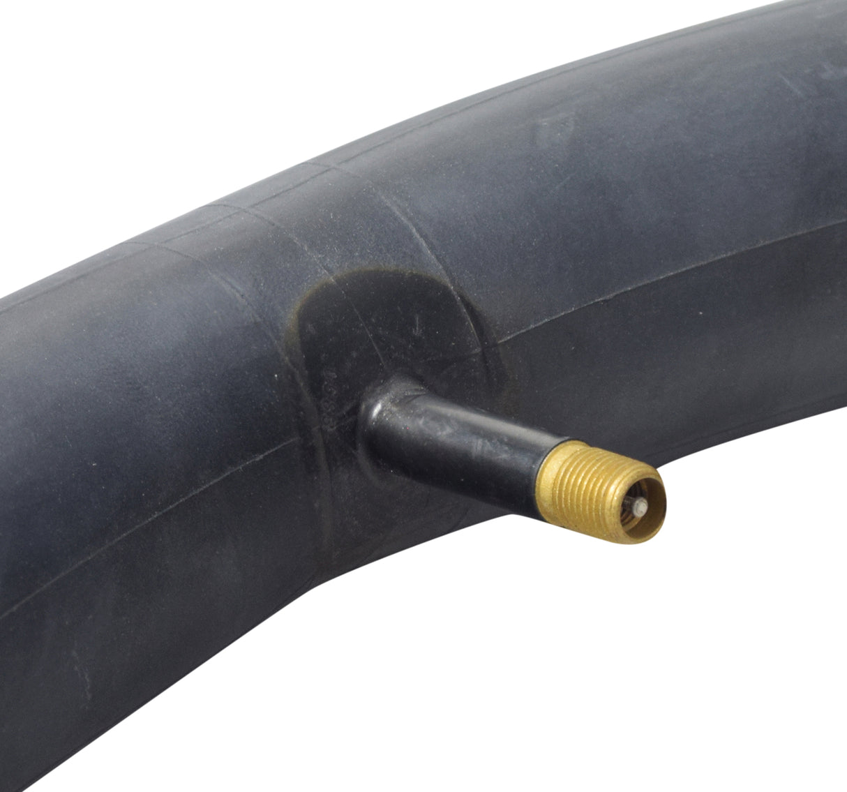 26x1.75-1.95 Bicycle Inner Tube with 32mm Straight Valve features a black rubber tube with a gold metal connector, ideal for replacing worn-out bike inner tubes.