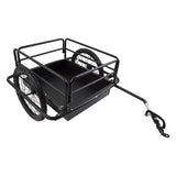 Trailer Tot Hard Shell Deluxe Bike Trailer featuring a black frame with a black handle, heavy-duty steel floor, adjustable 2-child seat, and 20 quick-release alloy wheels designed for dual use as a cargo trailer.