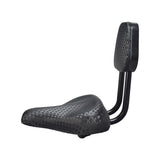 Bicycle Saddle Seat with Backrest (Missing Hardware) featuring a wide, ergonomic design and lumbar support. Ideal for beach cruisers and stationary bikes, enhancing comfort with a standard 7/8 seat post compatibility.