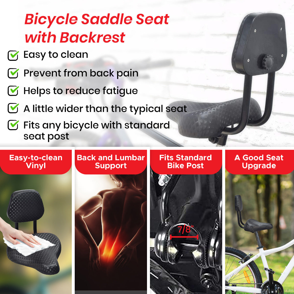 Bicycle Saddle Seat with Backrest Monster Scooter Parts