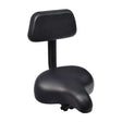 Comfort Bike Saddle Seat with Backrest (Deluxe) (Blemished) featuring a black seat and backrest, designed to fit a standard 7/8 seat post, ideal for cruisers, trikes, or stationary bikes.