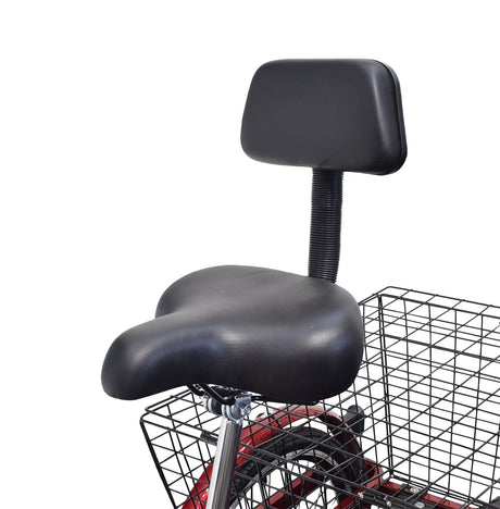 Deluxe Comfort Bike Saddle Seat with Backrest for the Schwinn Meridian Trike, featuring a sleek black design and supportive backrest. Ideal replacement for added comfort on cruiser, trike, or stationary bikes.