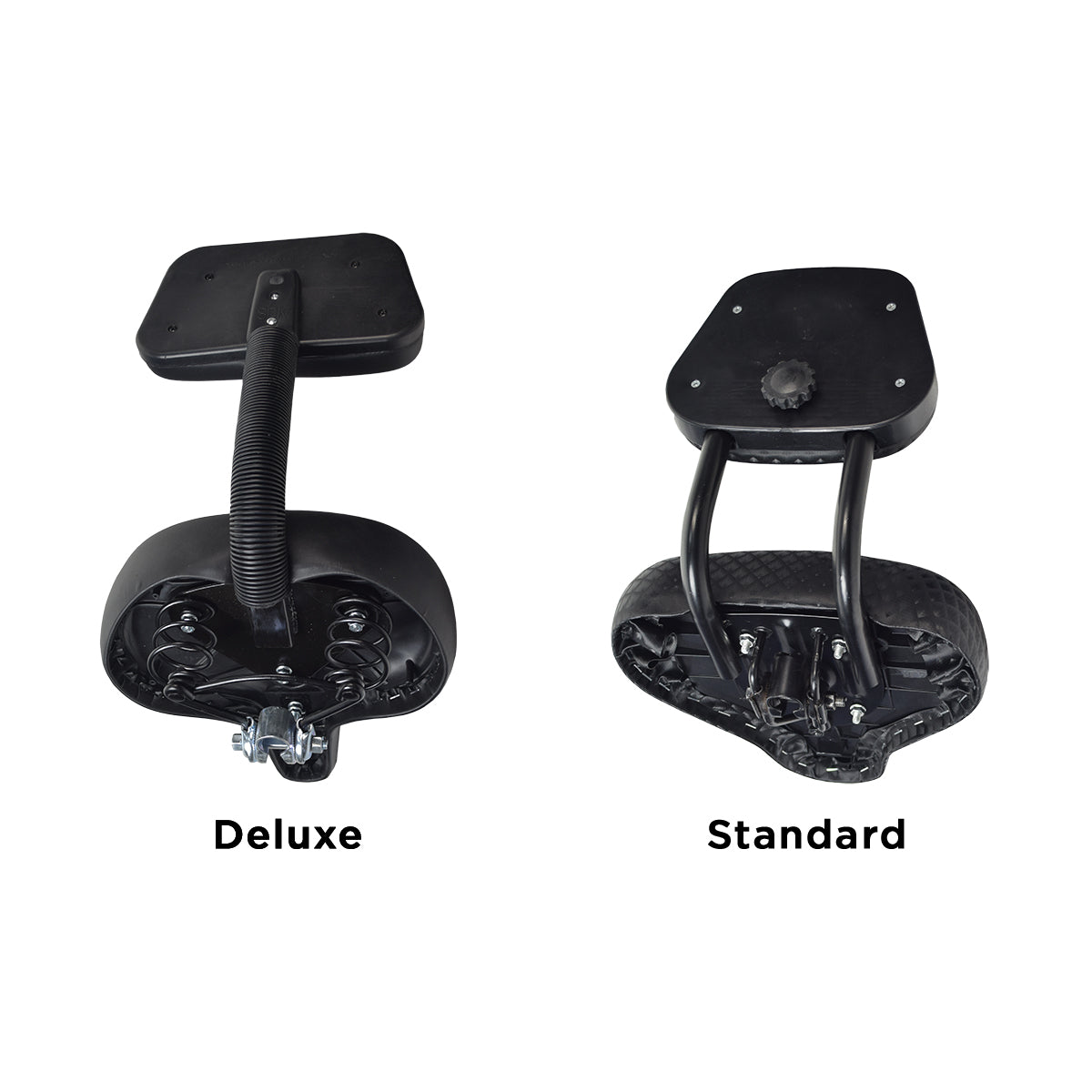 Deluxe Comfort Bike Saddle Seat with Backrest for the Schwinn Meridian Trike, featuring a black vinyl upholstered seat with visible metal springs and a supporting backrest, ideal for added comfort and stability.