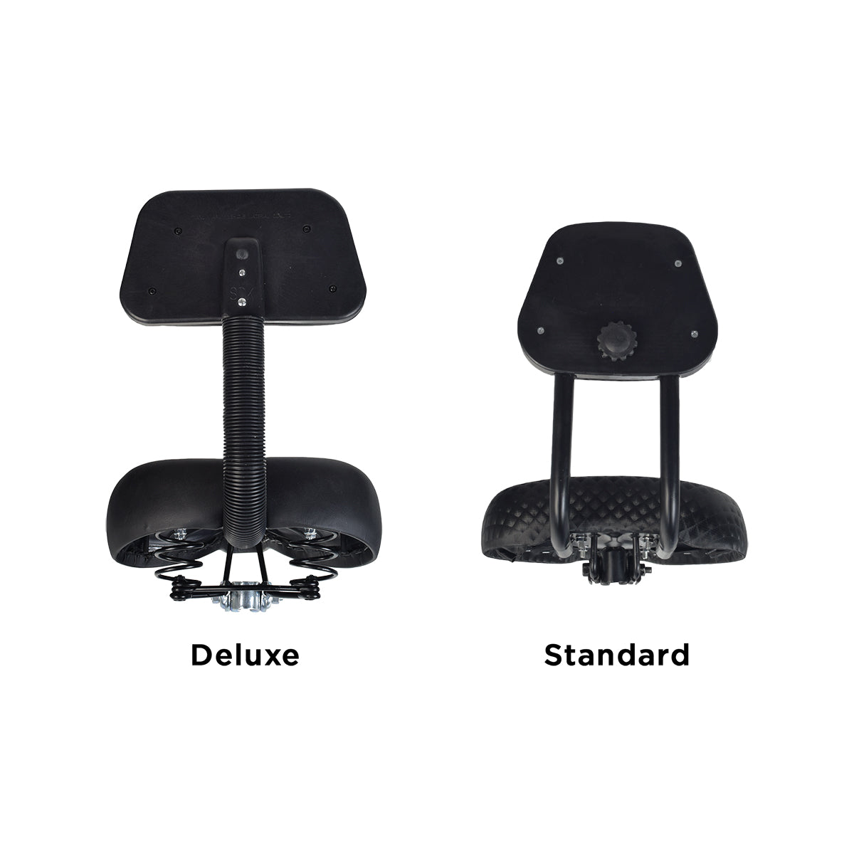 Deluxe Comfort Bike Saddle Seat with Backrest for the Schwinn Meridian Trike, featuring a black vinyl-upholstered seat and supportive backrest, designed to fit standard 7/8 seat posts on bikes or trikes.