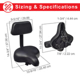 Comfort Bike Saddle Seat with Backrest (Deluxe) featuring a wide, cushioned seat, built-in padded backrest, and dual shock-absorbing springs for enhanced comfort and support.