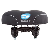 Cloud-9 C9 Cruiser Anatomic Bicycle Saddle featuring a deep vented relief zone, multi-stage foam padding, and traditional coil spring suspension, designed for maximum comfort and universal bike compatibility.