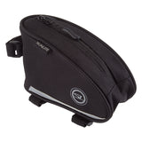 Top Tube Bento Box by Sunlight, a compact, water-resistant 600D polyester bag with reflective trim, zippered 50 cubic inch compartment, and three velcro straps for easy frame mounting.