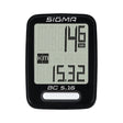 Sigma BC 5.16 wired bike computer, featuring a compact digital display, mounted on a handlebar with a single button for easy navigation of essential cycling metrics like speed and distance.