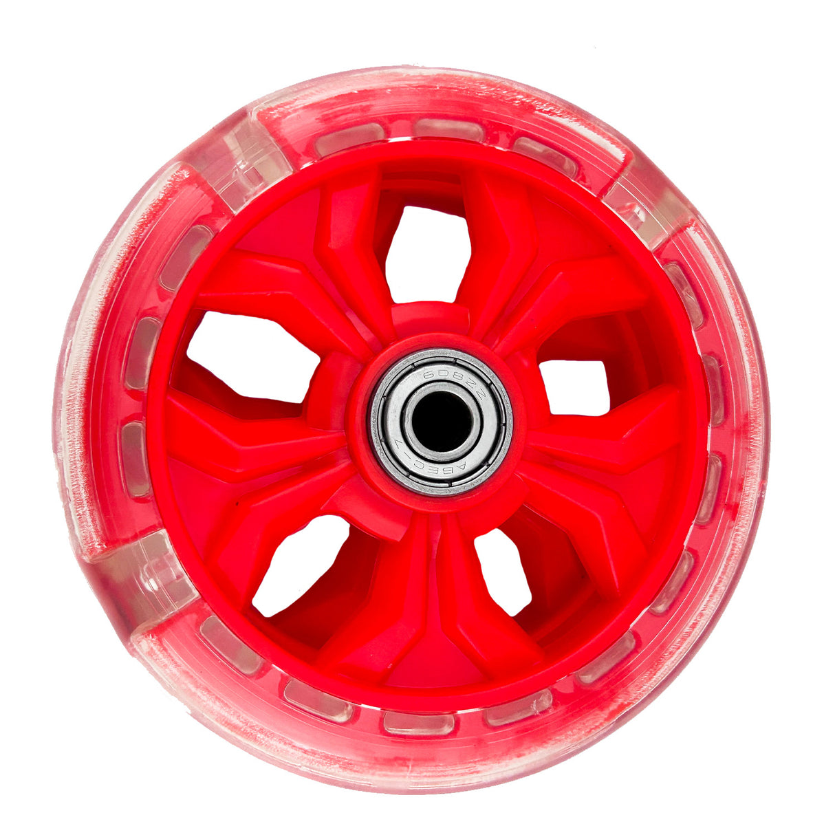 Training Wheels with Brackets & Hardware (Set of 2) showing a close-up of the red wheel with a metal center and pre-installed bearings.