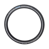 16x1.35 Reflective Marathon Performance Twin GreenGuard Bicycle Tire featuring a white stripe, anti-aging sidewalls, and reflective striping for visibility, designed for both E-Bikes and standard bikes.