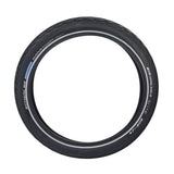 16x1.75 Reflective Marathon Performance Twin GreenGuard Tire for Electric Bikes featuring a black tire with a white stripe, designed for durability with a 3mm GreenGuard belt and reflective sidewalls for visibility.